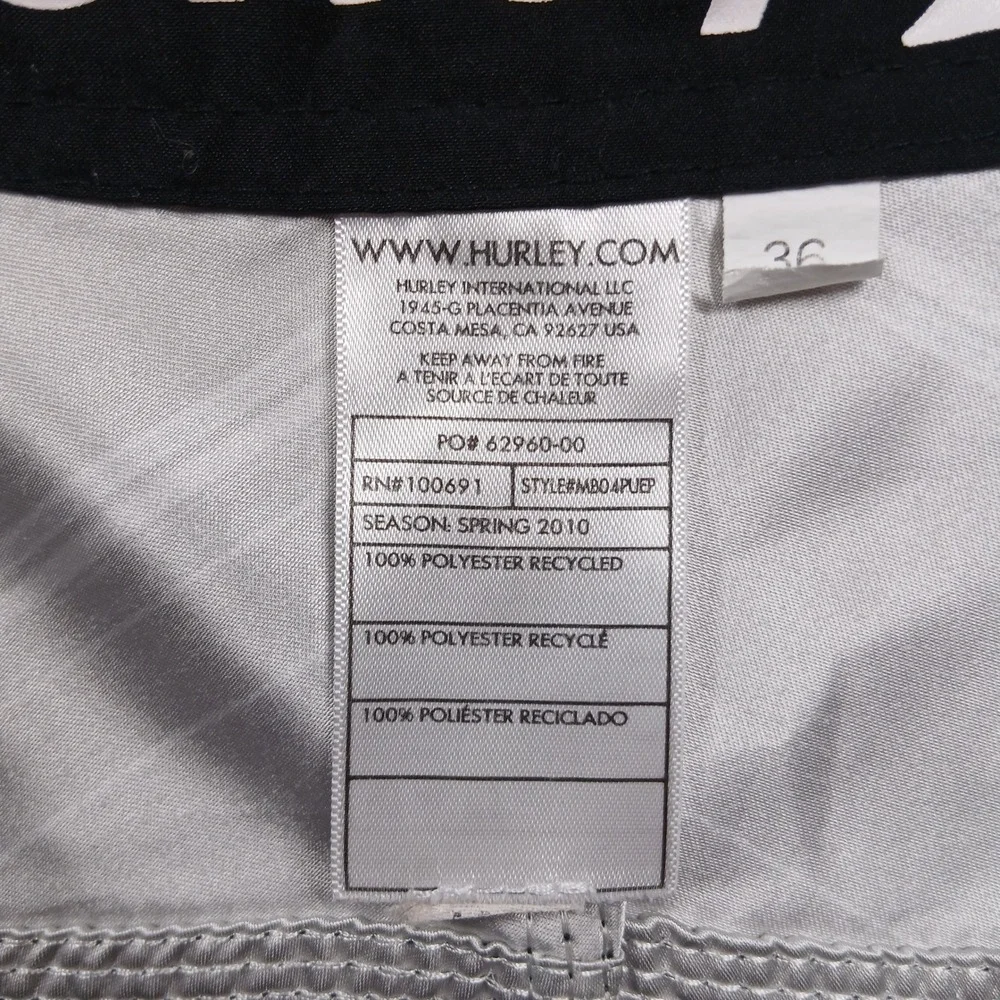 Hurley Boardshorts Mens 36‎ Black White Plaid Surf Swim